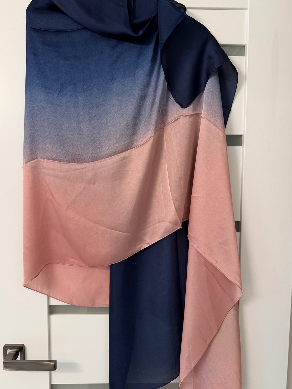 Navy and Blush Ombre Silk Shawl